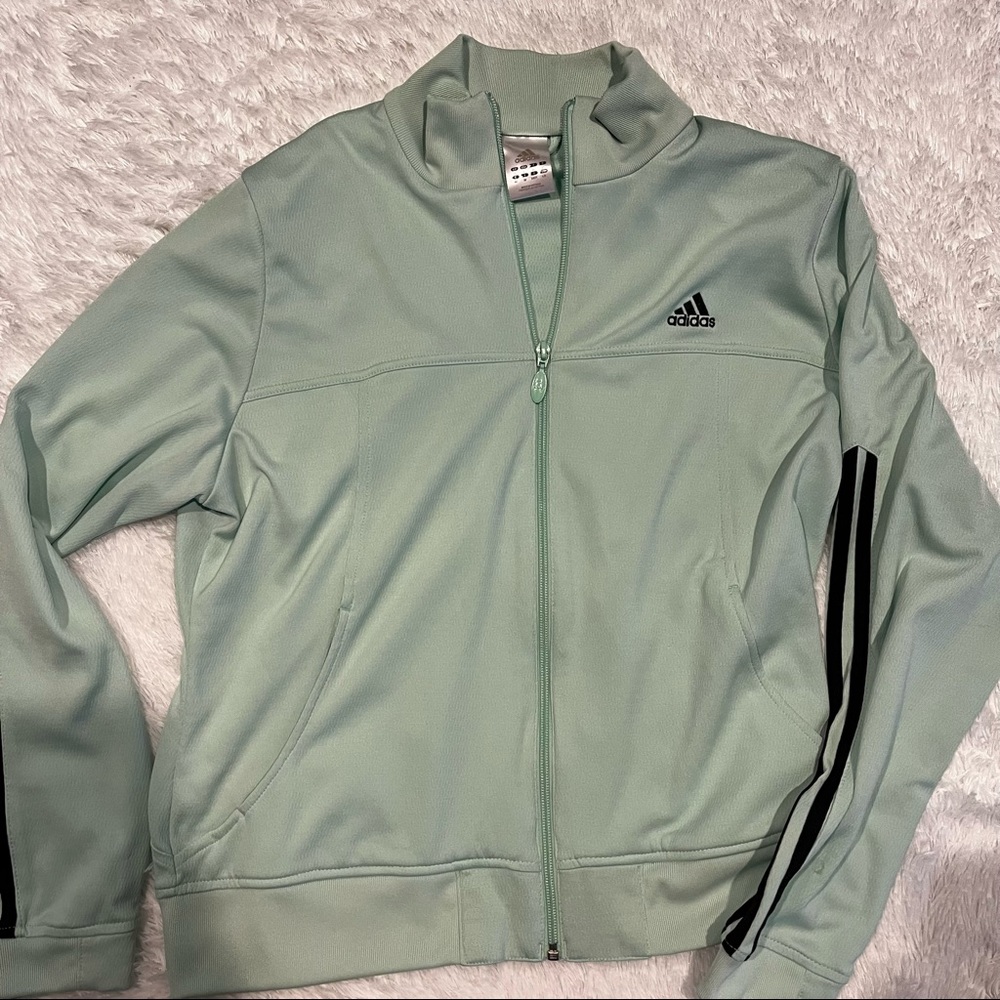 Adidas Mint Green Zipper Jacket Size:L